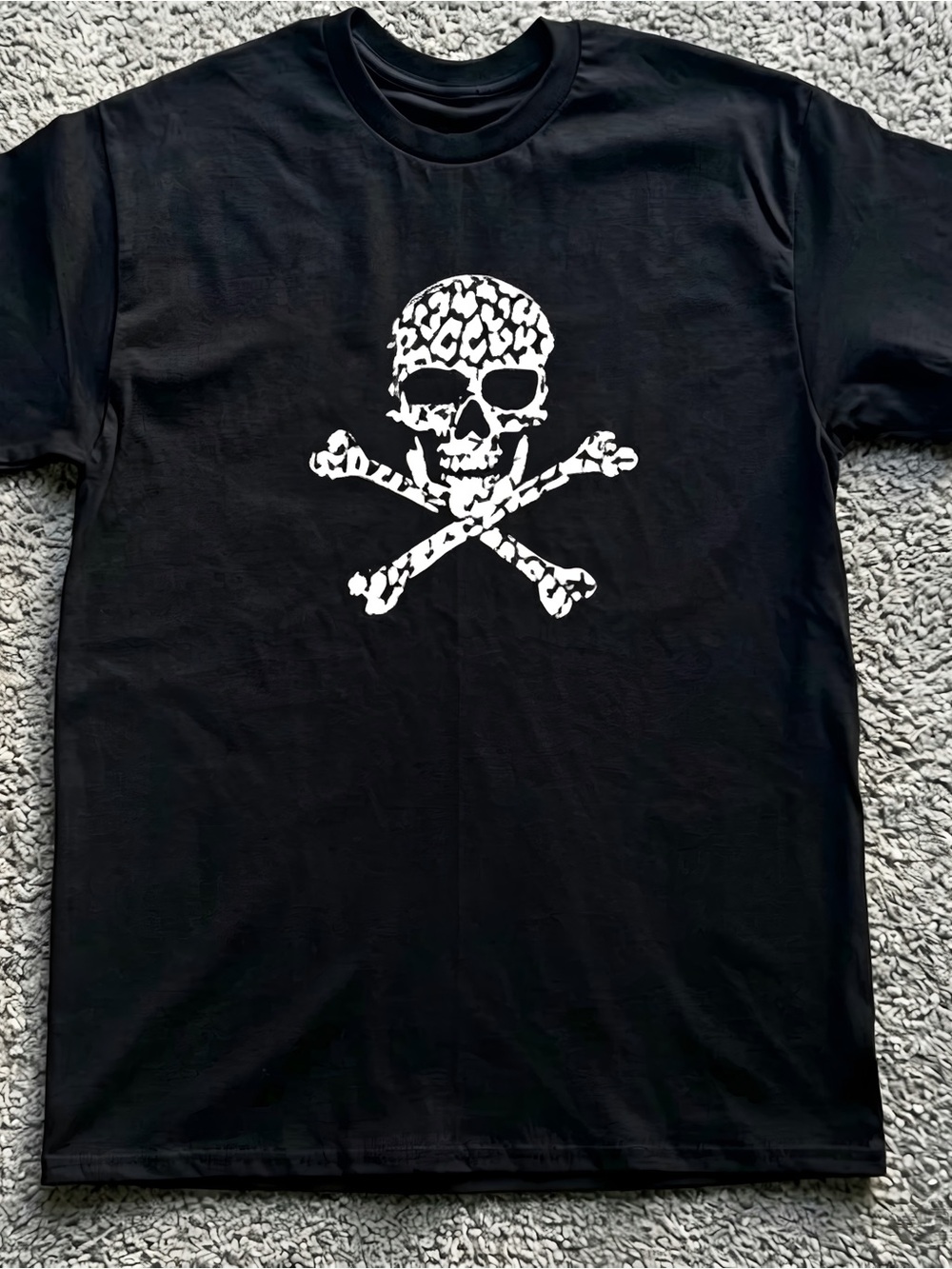 Dark Aesthetic Leopard Skull Crossbones Printed Casual T-shirt Unisex Size